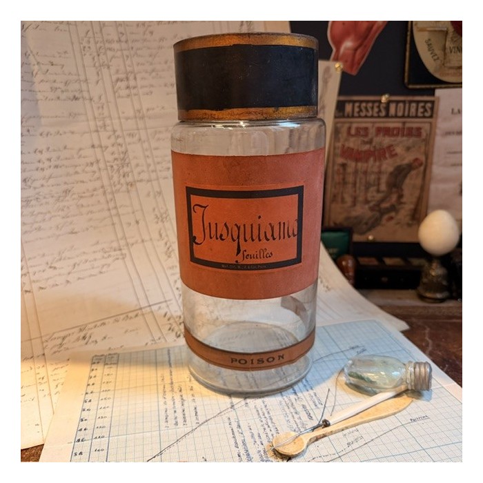 Jusquiame leaves - POISON - Antique Pharmacy Bottle - Apothecary Jar