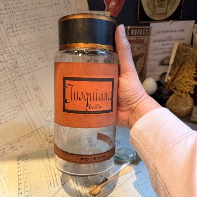 Jusquiame en feuilles - POISON - Bocal ancien de pharmacie-Apothicaire