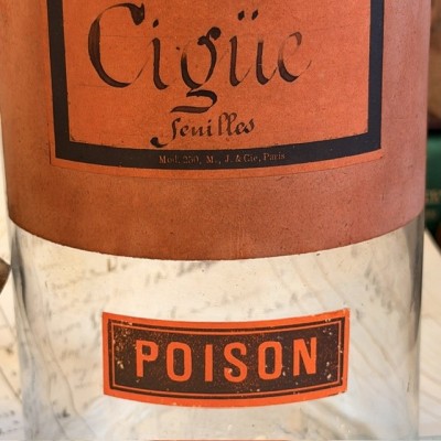 Hemlock leaves - POISON - Antique Pharmacy Bottle - Apothecary Jar