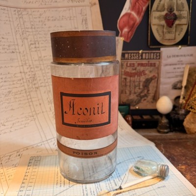 leaves - POISON - Antique Pharmacy Bottle - Apothecary Jar