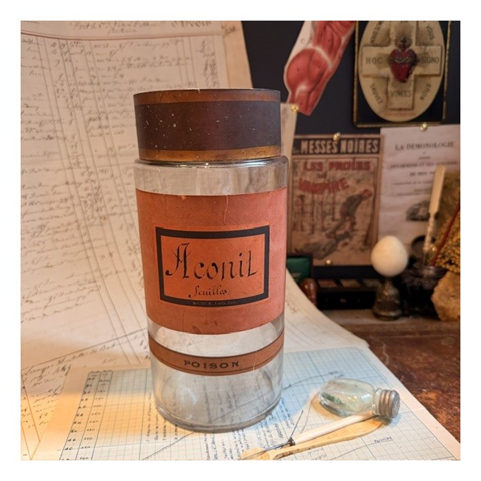 leaves - POISON - Antique Pharmacy Bottle - Apothecary Jar