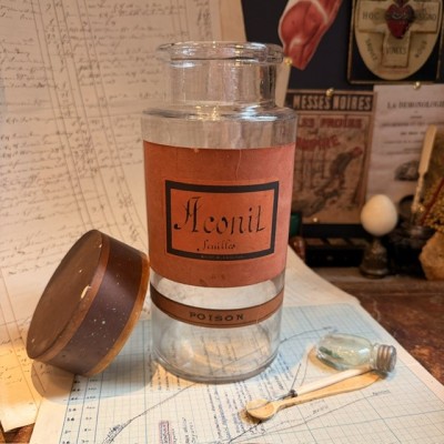 leaves - POISON - Antique Pharmacy Bottle - Apothecary Jar