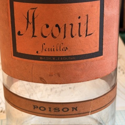 Aconit en feuilles - POISON - Bocal ancien de pharmacie-Apothicaire