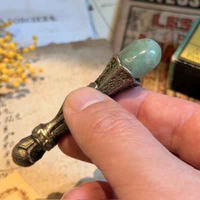 Laboratory pestle in chiseled metal and hard stone - Apothecary - XIXth century