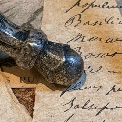 Laboratory pestle in chiseled metal and hard stone - Apothecary - XIXth century
