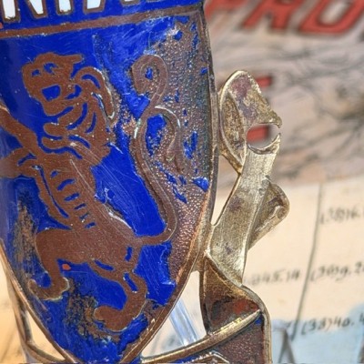Génial Lucifer - Vintage bicycle headbadge - Brass & Blue Enamel - 1930