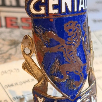 Génial Lucifer - Ancienne plaque de vélo - Laiton & Émail Bleu - 1930
