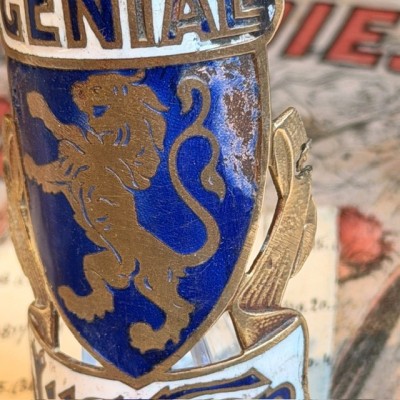 Génial Lucifer - Ancienne plaque de vélo - Laiton & Émail Bleu - 1930