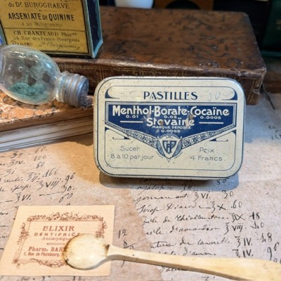 Metal box of breath mints with cocaine - 1920's