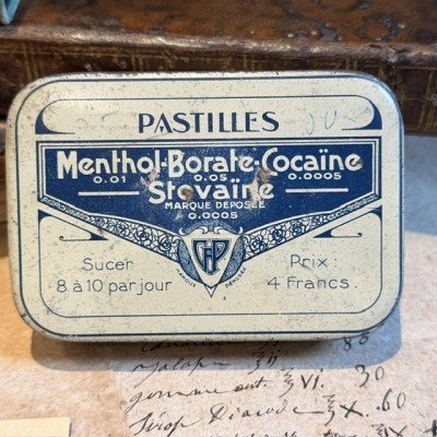 Boîte de pastilles Menthol Cocaïne Stovaïne CFP - 1920