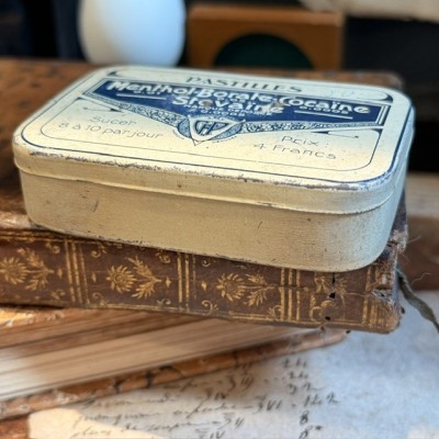 Metal box of breath mints with cocaine - 1920's