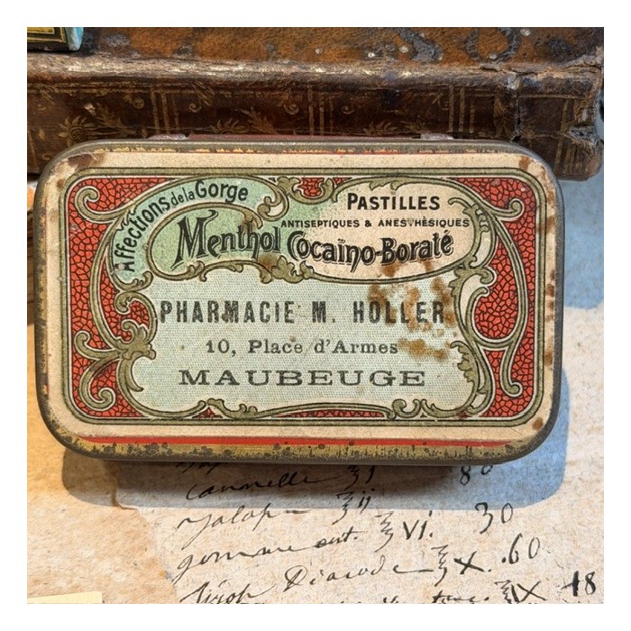 Box of Cocaine - Menthol Borate Cocaine Lozenges - 1900/1910 - Art Nouveau
