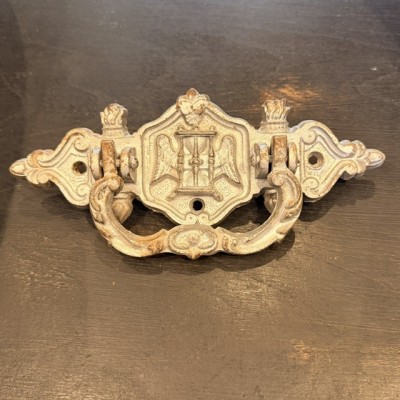 Antique Coffin handle - Winged hourglass circa 1900