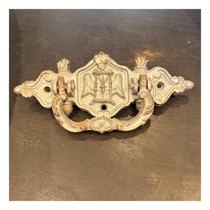 Antique Coffin handle - Winged hourglass circa 1900