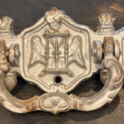 Antique Coffin handle - Winged hourglass circa 1900