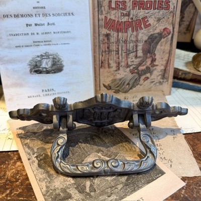 Antique Coffin handle - Winged hourglass circa 1900
