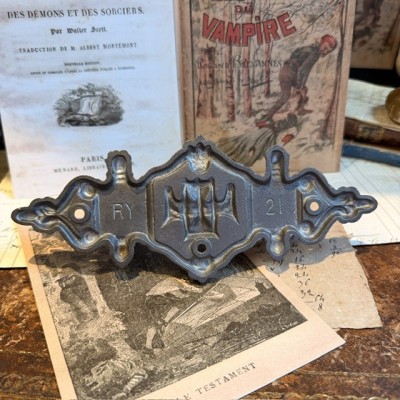 Antique Coffin handle - Winged hourglass circa 1900