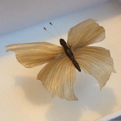 Butterfly in BLOND hair - Hair work in the style of the 19th century