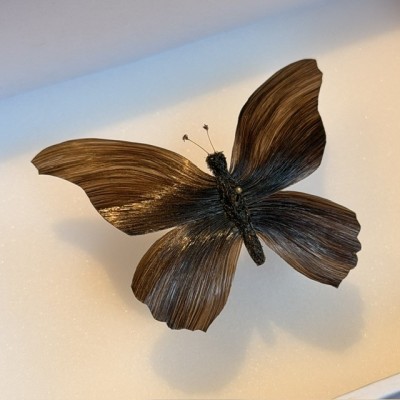 Butterfly in BROWN hair - Hair work in the style of the 19th century