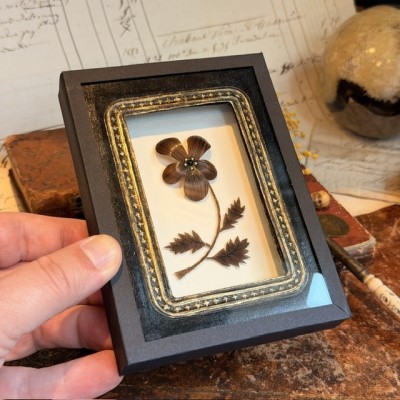 Fleur de pensée en cheveux - Souvenir à la manière victorienne du XIXème siècle