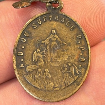 Memento Mori - Grain de rosaire bi-face avec médaille d'indulgence - Piété XIXème siècle