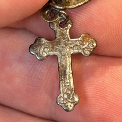 Memento mori - Two-sided rosary bead with indulgence medal - 19th century