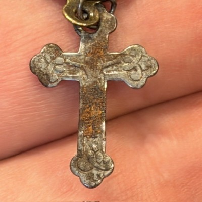 Memento mori - Two-sided rosary bead with indulgence medal - 19th century