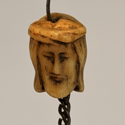 Memento Mori - Grain de rosaire bi-face avec médaille d'indulgence - Piété XIXème siècle