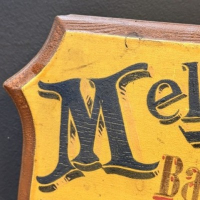 Enseigne en bois peinte - Panneau d'officine - Bandagiste & Herboriste 1890
