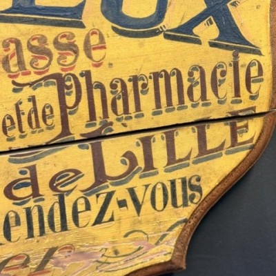 Pharmacy and Herbalist painted wooden trade sign - 1890-1920
