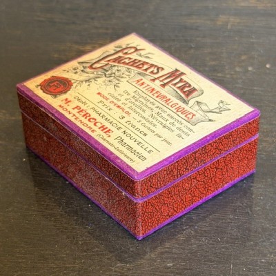 Cachets Myra - Ancienne boîte de pharmacie pour remède en carton entoilé - XIXème siècle