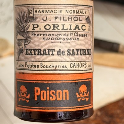 Extrait de Saturne - PLOMB - Poison - Flacon ancien de pharmacie