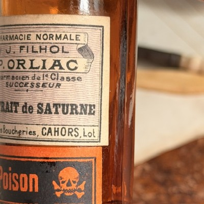 Extrait de Saturne - PLOMB - Poison - Flacon ancien de pharmacie