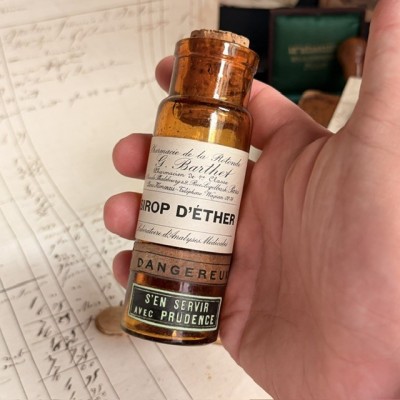 Sirop d'Ether - Flacon ancien de pharmacie-Apothicaire