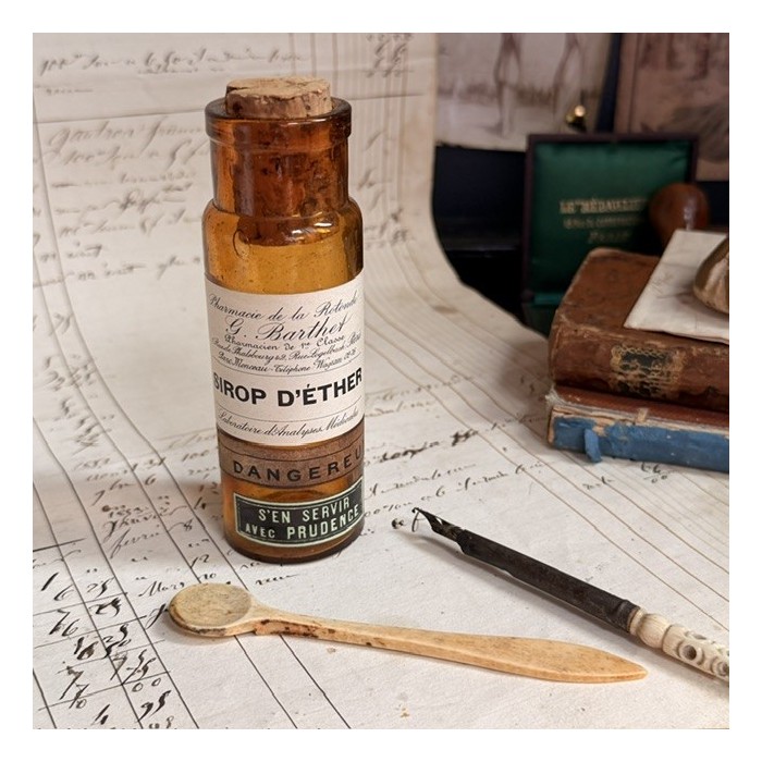Sirop d'Ether - Flacon ancien de pharmacie-Apothicaire