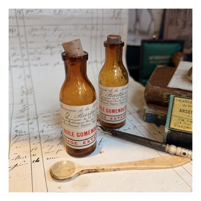 Huile goménolée - Flacon ancien de pharmacie-Apothicaire