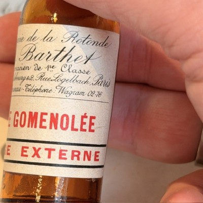 Huile goménolée - Flacon ancien de pharmacie-Apothicaire