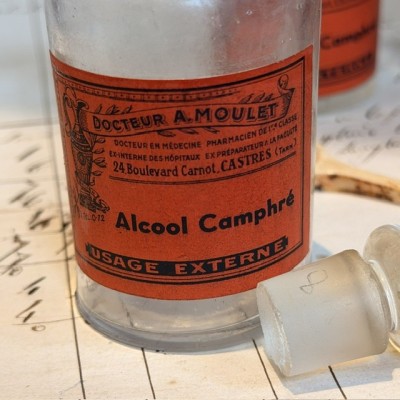 Alcool camphrée - Flacon ancien de pharmacie-Apothicaire