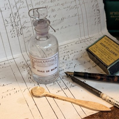 Huile de Ricin - Flacon ancien de pharmacie-Apothicaire