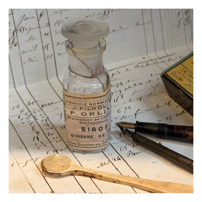 Sirop d'Iodure de Fer - Flacon ancien de pharmacie-Apothicaire