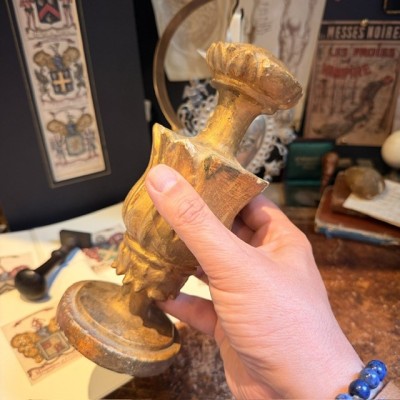 Fût - Socle baroque en bois tourné et stuc doré - Italie (Toscane), XIXème siècle