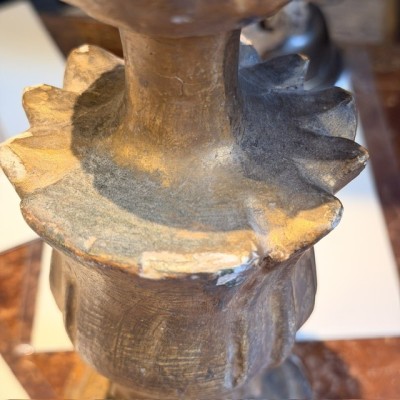 Stem - Baroque base in turned wood and gilded stucco - Tuscany - 19th century