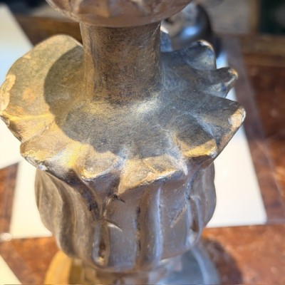 Stem - Baroque base in turned wood and gilded stucco - Tuscany - 19th century