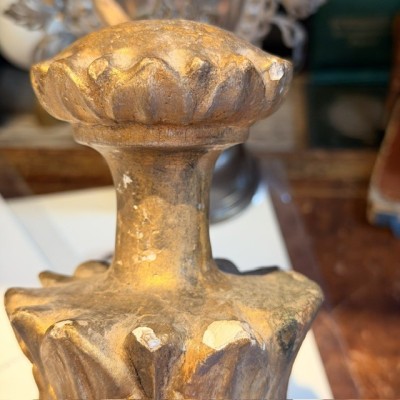 Stem - Baroque base in turned wood and gilded stucco - Tuscany - 19th century