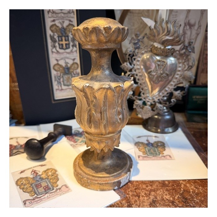 Fût - Socle baroque en bois tourné et stuc doré - Italie (Toscane), XIXème siècle
