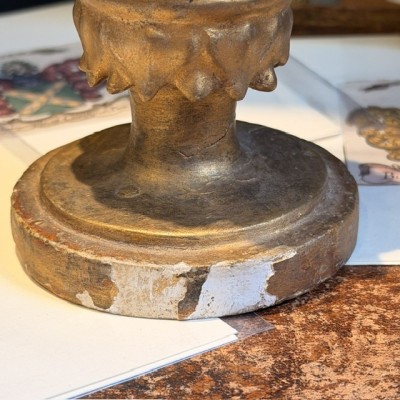 Stem - Baroque base in turned wood and gilded stucco - Tuscany - 19th century