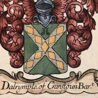 Original heraldic engraving on copper (1722) in colour - A System of Heraldry - By Alexander Nisbet