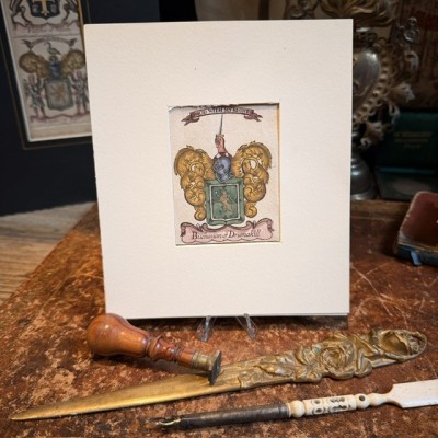 Original heraldic engraving on copper (1722) in colour - A System of Heraldry - By Alexander Nisbet