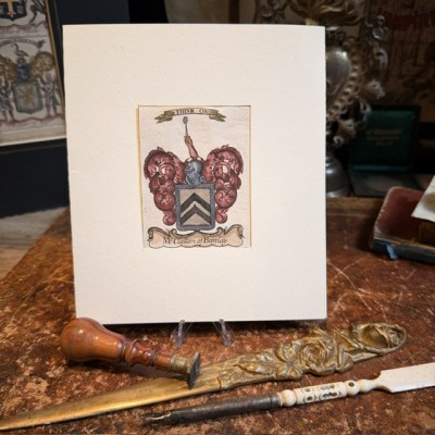 Original heraldic engraving on copper (1722) in colour - A System of Heraldry - By Alexander Nisbet