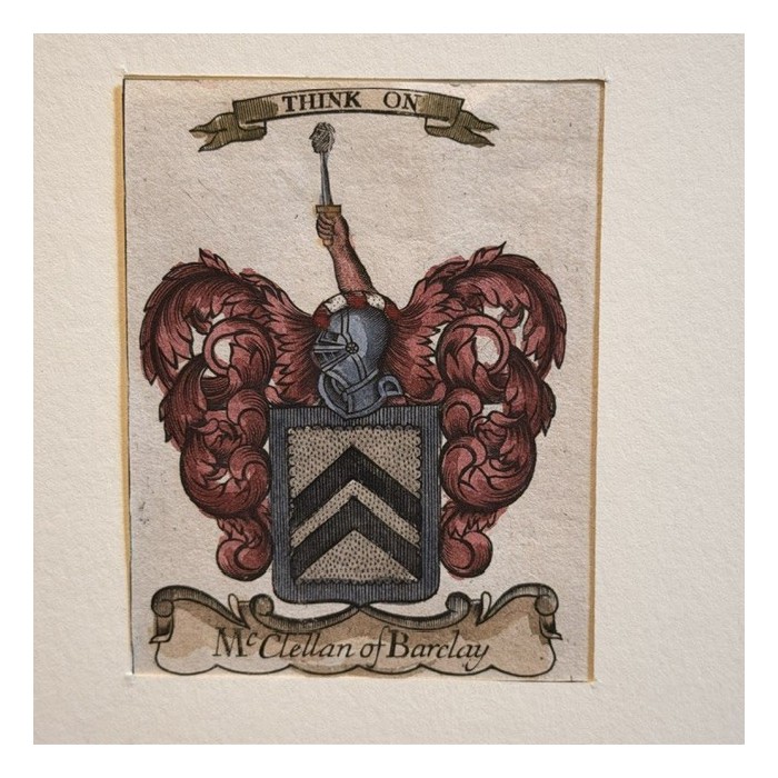 Original heraldic engraving on copper (1722) in colour - A System of Heraldry - By Alexander Nisbet